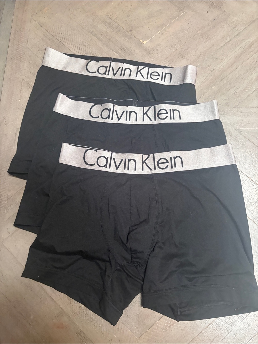 Calvin Klein Black Boxer Briefs with Silver Waistband - 3-Pack